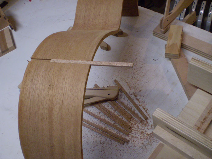 verticle brace inserted into lining material